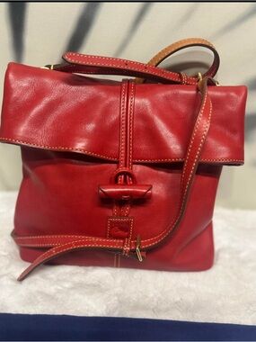 Dooney & Bourke Red Leather Toggle-Front Shoulder Bag